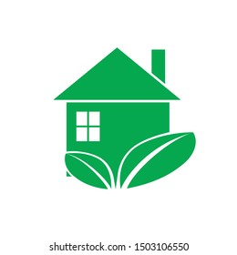 Intelligent modern vector design eco and green forming house and leaf