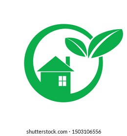 Intelligent modern vector design eco and green forming house and leaf