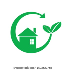 intelligent modern vector design eco and green forming house and leaf