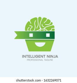 intelligent ninja vector logo design template