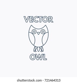 Intelligent owl logo template. Vector linear design