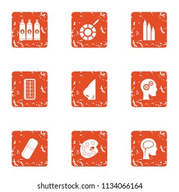 Intelligent painting icons set. Grunge set of 9 intelligent painting vector icons for web isolated on white background