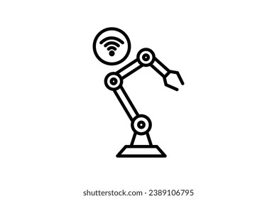 intelligent robotics icon. robot arm with wifi. icon related to artificial intelligence. line icon style. simple vector design editable