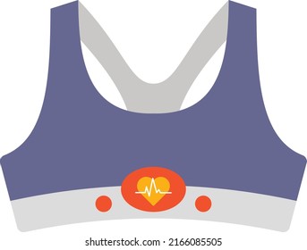 Intelligent Sports Bra With Heart Beat Sensor Concept, Sportswear For Woman Textile Electrodes Vector Color Icon Design, Wearable Technology Symbol, Personal Internet Of Things Sign, Tech Togs Stock