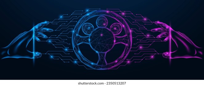 Intelligent steering system. Polygonal design of interconnected lines and points.