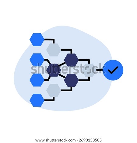 Intelligent Swarm Icon, AI swarm intelligence, Collective AI behavior, Multi-agent decision-making, Distributed AI systems, and Collaborative AI processes. Vector illustration.