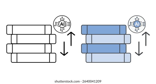 Intelligent system sorting academic books icon, symbolizing smart library automation, digital cataloging, and knowledge organization in modern education.