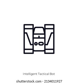 Icono del robot táctico inteligente. Diseño de icono de estilo de esquema aislado en fondo blanco
