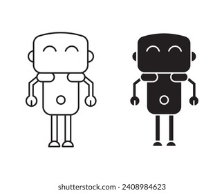 Intelligent tactical bot outline icon collection or set. Intelligent tactical bot Thin vector line art