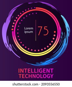 Intelligent technology hud interactive panel. Data screen with charts, diagrams. Futuristic ui infographics on dark background. Diagram lines color chart, graph presentation. Annual financial report