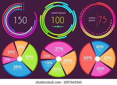 Intelligent technology hud interactive panel. Data screen with charts, diagrams. Futuristic ui infographics on dark background. Diagram lines color chart, graph presentation. Annual financial report