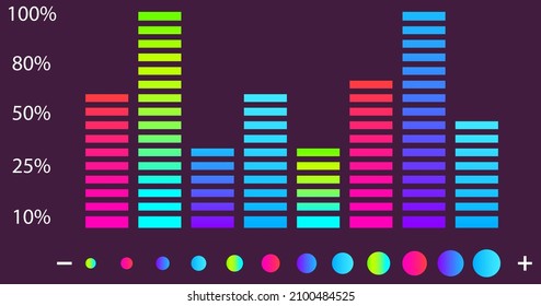 Intelligent technology hud interactive panel. Data screen with charts, diagrams. Futuristic ui infographics on dark background. Diagram lines color chart, graph presentation. Annual financial report