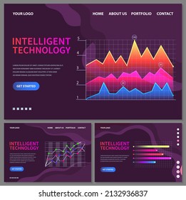 Intelligent technology hud interactive panel. Data screen with charts, diagrams. Futuristic ui infographics on dark background. Diagram lines color chart, graph presentation. Annual financial report
