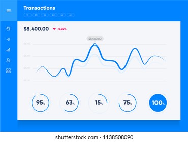 Intelligent technology hud vector interface. Network management data screen with charts and diagrams. Interface screen with colored infographic digital illustration