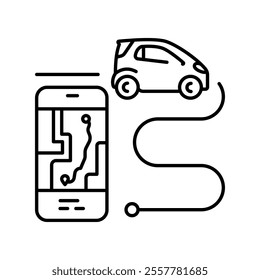 Intelligent Transport Systems (ITS) black line icon. Vector isolated element. Editable stroke.