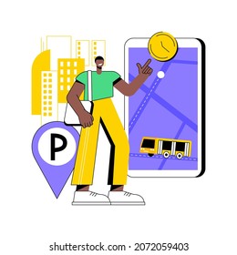 Intelligent Transportation System Abstract Concept Vector Illustration. Traffic And Parking Management, Smart City Technology, Road Safety, Travel Information, Public Transport Abstract Metaphor.