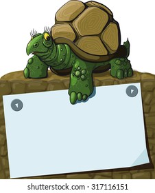 Intelligent Turtle teaches showing paw on sheet with space for text