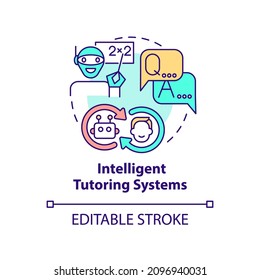 Intelligent tutoring system concept icon. Education technology abstract idea thin line illustration. Isolated outline drawing. Editable stroke. Roboto-Medium, Myriad Pro-Bold fonts used