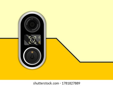 Intelligent Video Doorbell With Face Detection Security Vector Design.