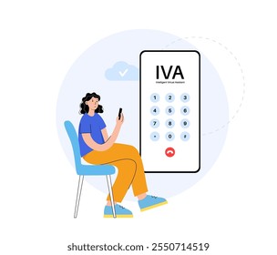 Concepto de asistentes virtuales inteligentes. IA para proporcionar Asistencia personalizada a través de chatbots, reconocimiento de voz, procesamiento de lenguaje natural y tareas de automatización. IVA en la Ilustración vectorial de smartphones