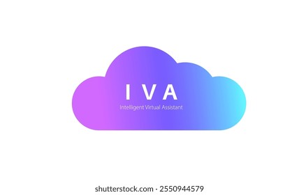 Asistentes virtuales inteligentes en la nube. AI personalizó la Asistencia a través de chatbot, reconocimiento de voz, procesamiento de lenguaje natural y automatización de tareas. Logotipo de IVA sobre fondo blanco Ilustración vectorial