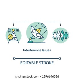 Intenference issues concept icon. 5G technologies idea thin line illustration. Global coverege. High-speed connection. Mobile internet. Vector isolated outline drawing. Editable stroke