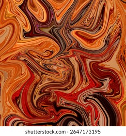 Design abstrato intenso com redemoinhos vermelhos, laranjas e pretos. Textura de alta energia cheia de contraste e profundidade, evocando calor e emoção criativa.