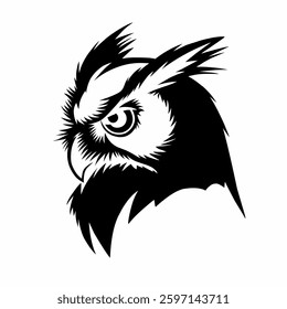 Intense Black and White Owl Silhouette