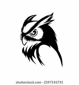 Intense Black and White Owl Silhouette