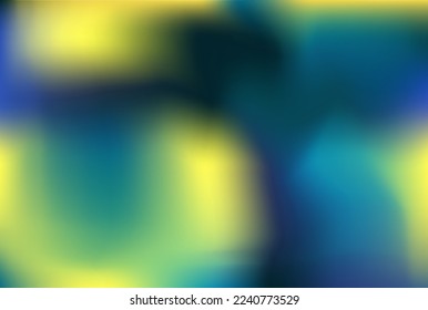 Intense blue cyan lemon spots on dark navy black gradient banner. Smooth yellow sapphire azure spots wallpaper.  Landing page background. Mockup for label cover packaging social media ads invitation.