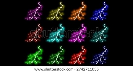 Intense Blue Lightning Bolt Striking Down, Illustrating Electric Power and Dynamic Storm Energy