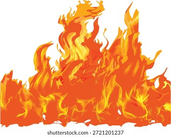 Intense bright orange  and dancing across a clean white background 