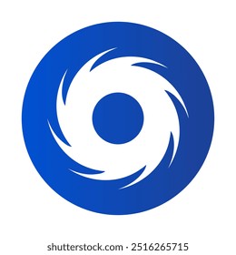 Intense Circular Blue Typhoon Icon. Vector.