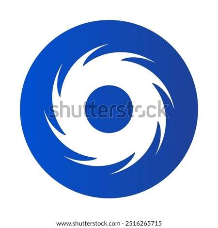 Intense Circular Blue Typhoon Icon. Vector.