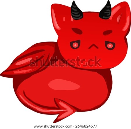 An intense  devil cat with glowing eyes, sharp horns and a furious expression, designed for atmospheric Halloween composition