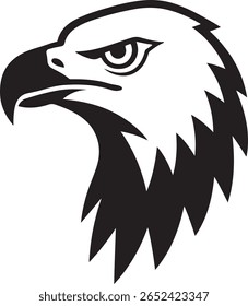 Intense eagle head profile silhouette with fierce eye detail