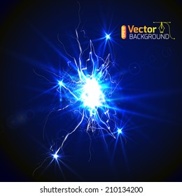 Intense electrical discharge on a dark background 