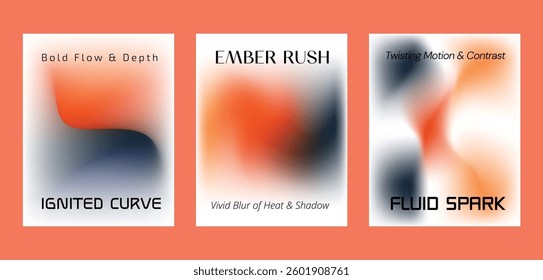 Intense and Fiery Gradient Backgrounds. Heat and Motion Abstract Art Pack  for brochures, posters, banners, flyers and cards, Vector illustration.