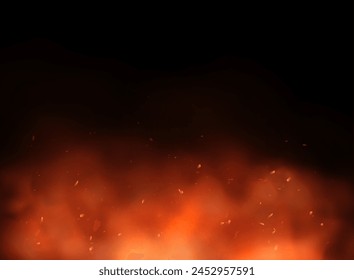 An intense, fiery orange smoke with embers vector illustration, perfect for evoking warmth, danger, or mystical themes in a design.