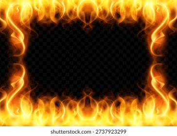  Intense Fire Border with Transparent Background