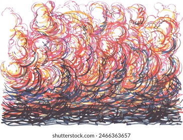 Líneas de marcador intensas y dibujadas a mano alzada basadas en garabatos de nube que crean una textura moderna única