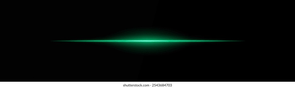 Intense green horizontal light beam on a black background, Neon rays, Flash of glare and explosion, laser beam. ideal for sci-fi, digital effects, or cinematic designs. Energy dynamic wallpaper