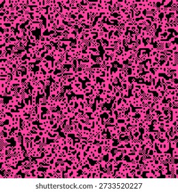 Intense hot pink chaotic digital noise on black. Cyber glitch, encrypted data storm or fintech malware visualization aesthetic for IT security and blockchain projects.