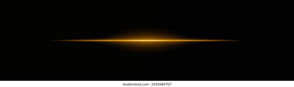 Intenso rayo de luz Horizontal naranja sobre un fondo negro, rayos de neón, destello de deslumbramiento y explosión, rayo láser. ideal para ciencia ficción, efectos digitales o diseños cinematográficos. Fondo de pantalla dinámico de energía