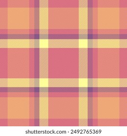 Intense plaid seamless check, copy space textile background texture. Close-up pattern tartan vector fabric in red and orange colors palette.