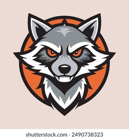 Intense Raccoon Mascot Logo Vector Illustration.