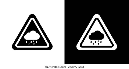 Señal de alerta de lluvia intensa. Advertencia de fuerte tormenta. Triángulo de Precaución de Clima Severo