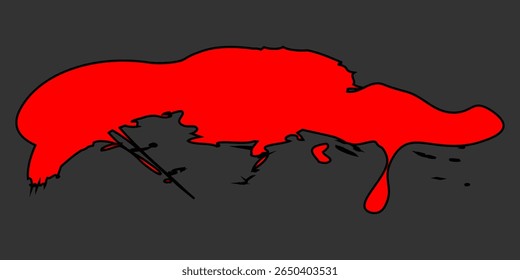 Gráfico de goteo rojo intenso y salpicaduras, excelente para diseños y encabezados que llaman la atención.