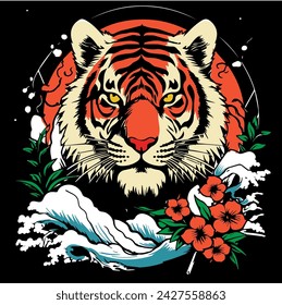 Intense Roaring Tiger: Vector Headshot Illustration