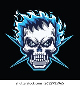 Intense Skull Design with Blue Flames - Powered by Shutterstock - Get 15% off with code: PIKWIZARD15